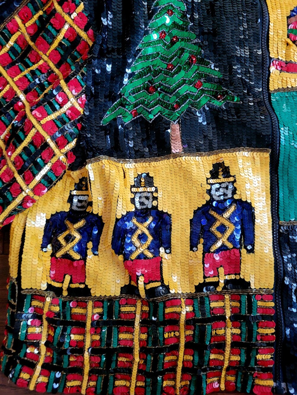 Vintage Just Fabulous Christmas Sequin Jacket Santa Nutcracker Size L - Picture 5 of 13